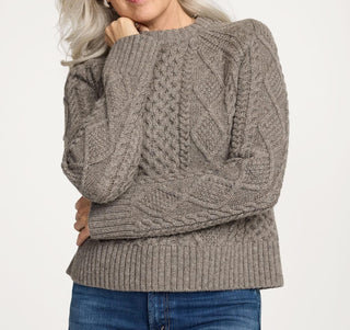 Women's Fisherman Sweater Stone Heather
