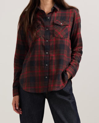 Women's The Perfect Two Pocket Shirt Black Red Multi Plaid