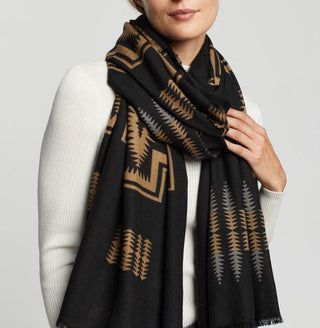 Oversize Featherweight Wool Scarf Harding Black