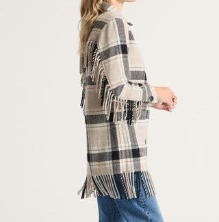 Jolene Fringe Wool Jacket Tan Mix Black Multi