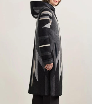 Women's Hooded Jacquard Coat Wyeth Trail Black