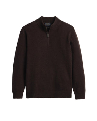 Men's Wool 1/4 Zip Sweater Dark Brown Heather