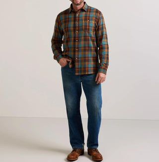 Men's Fremont Flannel Shirt Sea Blue/Brown Plaid
