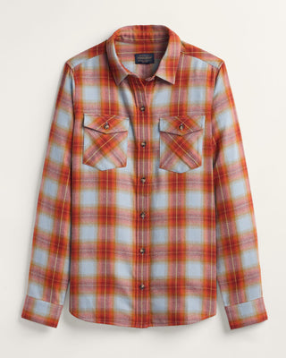 Women's Western Flannel Shirt Blue Rust Plaid