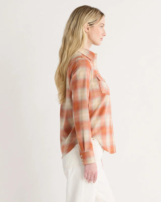 Women's Wool Gambler Shirt Orange Multi Ombre Plaid