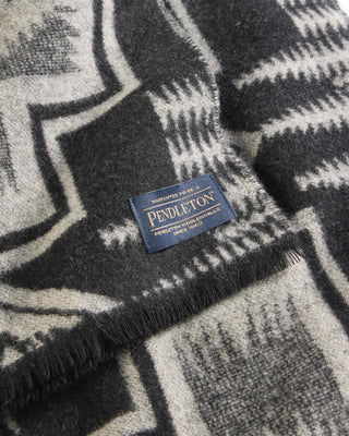 Jacquard Wool Scarf Harding Black and Tan