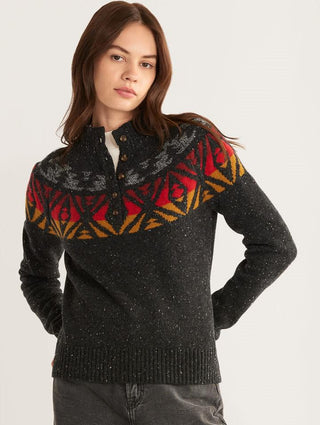 Fair Isle Mockneck Sweater Charcoal Heather