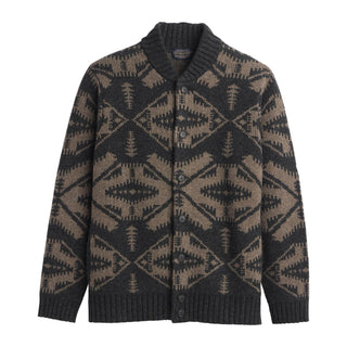 Mirror Lake Lambswool Cardigan Oxford Mix Taupe