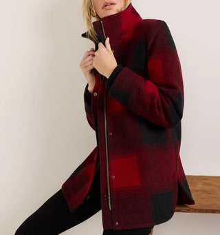 Women's Fireside Fleece Lumber Jill Coat Red Ombre