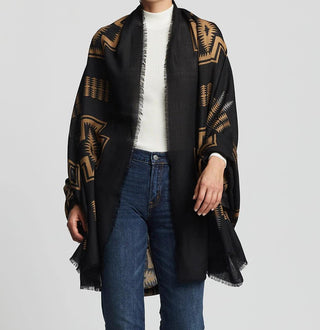 Oversize Featherweight Wool Scarf Harding Black