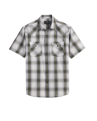 Men's Frontier Shirt White Charcoal Plaid