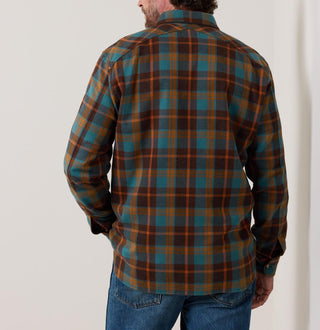 Men's Fremont Flannel Shirt Sea Blue/Brown Plaid
