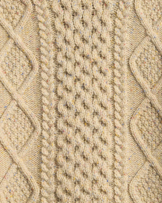 Women's Fisherman Pullover Sweater Tan Donegal