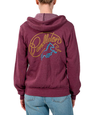 Western Rope Graphic Zip Hoodie Maroon Heather