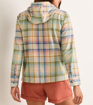 Trailside Wool Hoodie Pink Blue Plaid