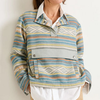 Women's Double Soft Half-Snap Pullover Teal Multi