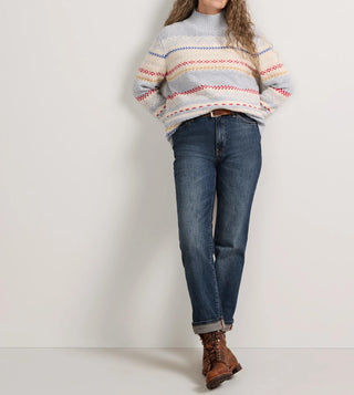 Women's Fair Isle Turtleneck Sweater Light Blue Multi