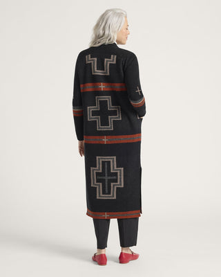 Women's Lambswool Duster Sweater Black/Red San Miguel