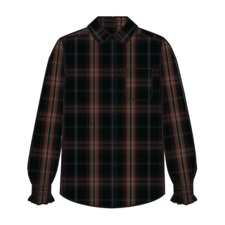 Zoe Drapey Blouse Black Multi Plaid
