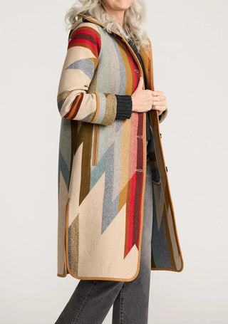 Hooded Jacquard Coat Wyeth Trail Tan