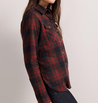Women's The Perfect Two Pocket Shirt Black Red Multi Plaid