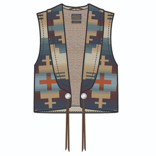 Women's Dakota Western Wool Vest Shiprock Blue