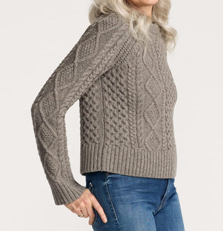 Women's Fisherman Sweater Stone Heather