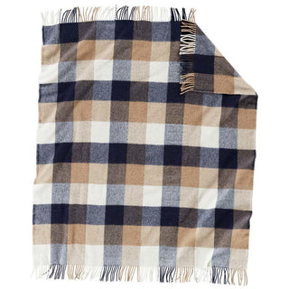 Eco-Wise Washable Wool Throw Navy/Camel