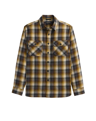 Men's Burnside Flannel Shirt Brown Grey Tan Plaid