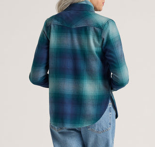 Women's Relaxed Flannel Shirt Teal Ombre