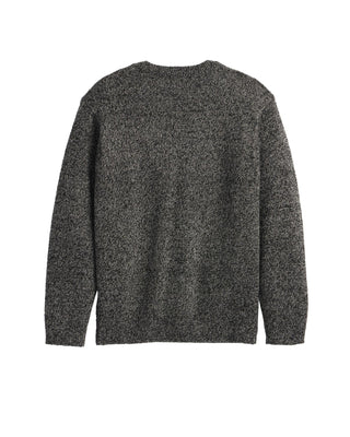 Men's Wool Crew Neck Sweater Black/Wheat Heather