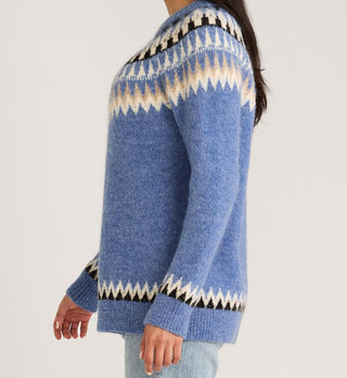 Oversized Fair Isle Pullover Light Blue Multi