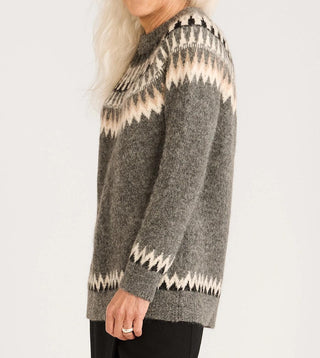 Oversized Fair Isle Pullover Grey Multi