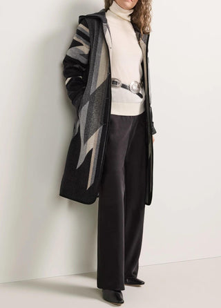 Women's Hooded Jacquard Coat Wyeth Trail Black