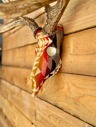 Upholstered Replica Mule Deer Skull Euro Mount With Smith Rock Fabric