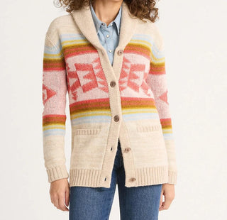 Heritage Cardigan Tan And Orange Multi