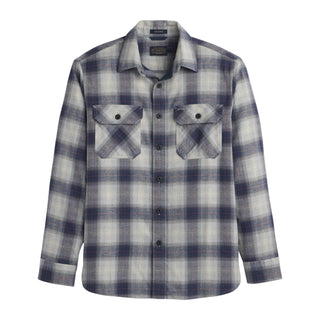 Burnside Flannel Shirt Grey Navy Plaid