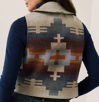 Women's Dakota Western Wool Vest Shiprock Blue
