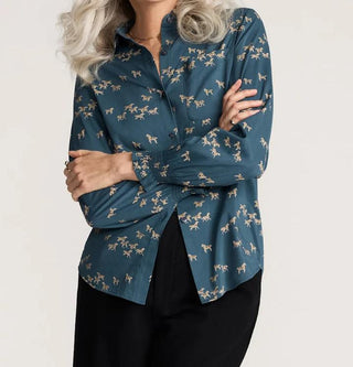 Zoe Drapey Blouse Teal Wild Horses