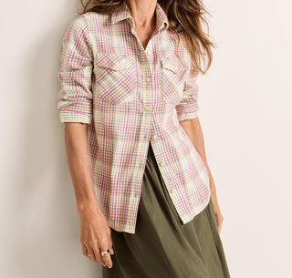 Women's Riley Flannel Shirt Ivory Multi Plaid
