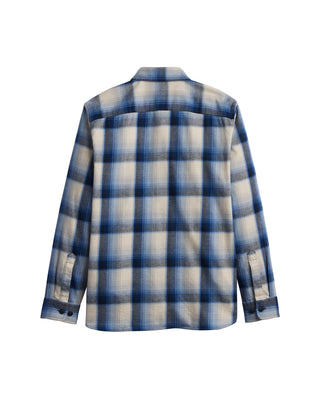 Men's Burnside Flannel Shirt Blue Ecru Plaid