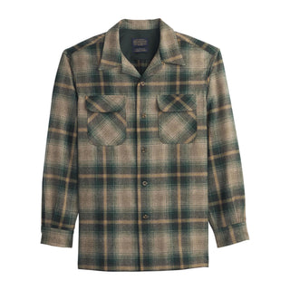 Men's Board Shirt Tall Green Brown Ombre Plaid