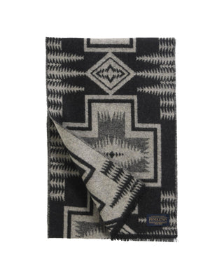 Jacquard Wool Scarf Harding Black and Tan