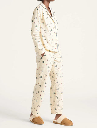 Women's Pajama Set Ecru Ski Print