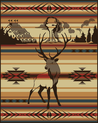 Animals of Yellowstone Series Elk Blanket