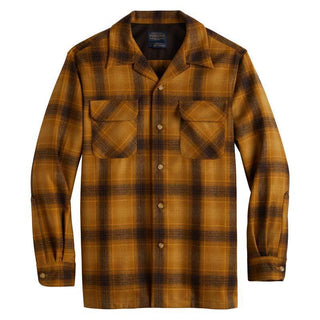 Board Shirt Washable Wool Gold/Brown Ombre Plaid