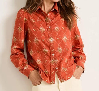 Women's Winona Puff Sleeve Shirt Adobe Lattice
