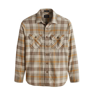 Burnside Cotton Shirt Tan/Brown/Grey Plaid