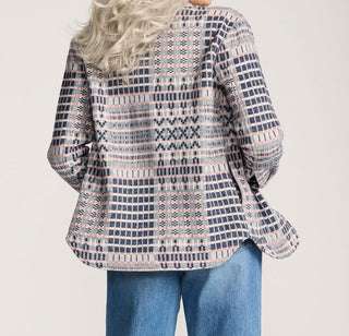Textured Wool Shacket Navy / Pink Overshot