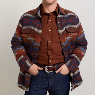 Men's Quilted Chamois Shirt Jacket Crown Point Blue And Red